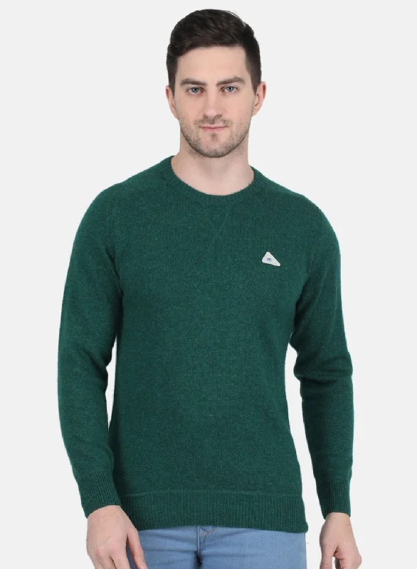 Men Green Solid Pullover