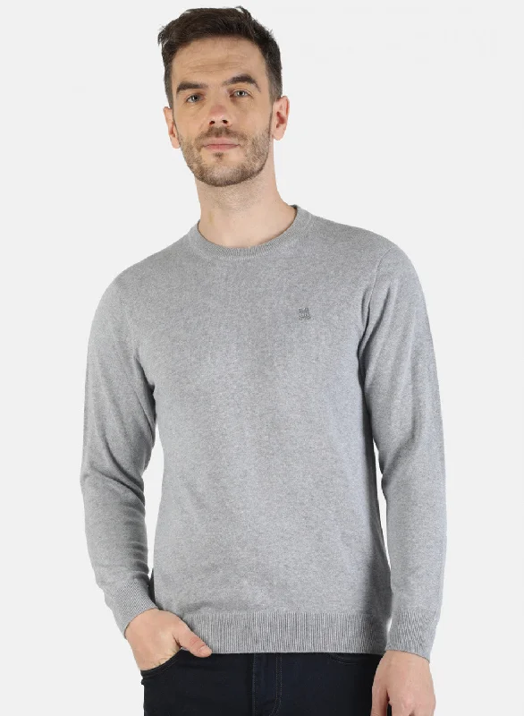 Men Grey Solid Pullover