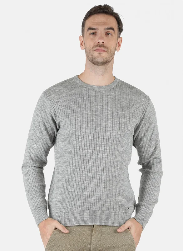 Men Grey Solid Pullover