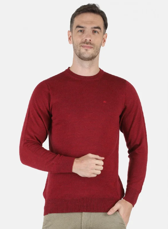 Men Maroon Solid Pullover