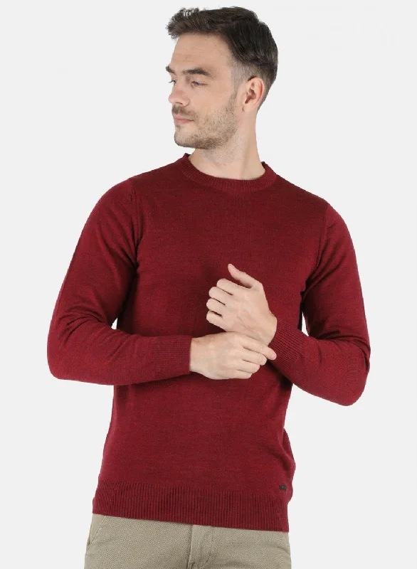 Men Maroon Solid Pullover