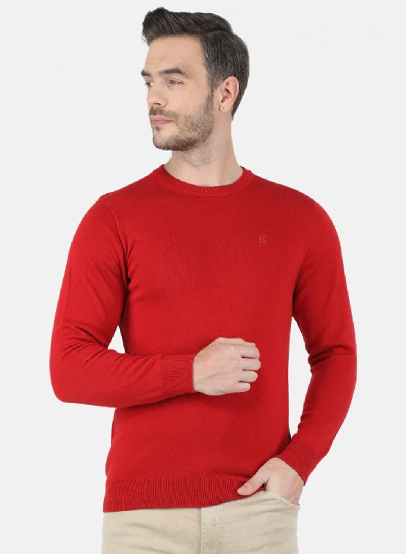 Men Maroon Solid Pullover