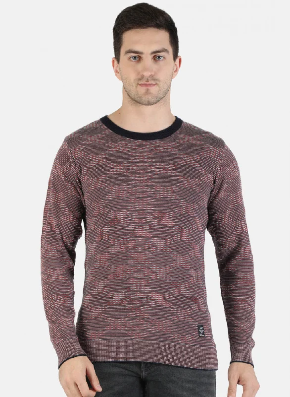 Men Pink Self Pullover