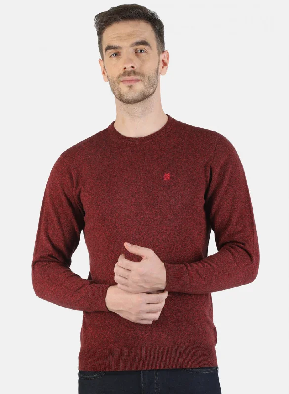 Men Red Solid Pullover