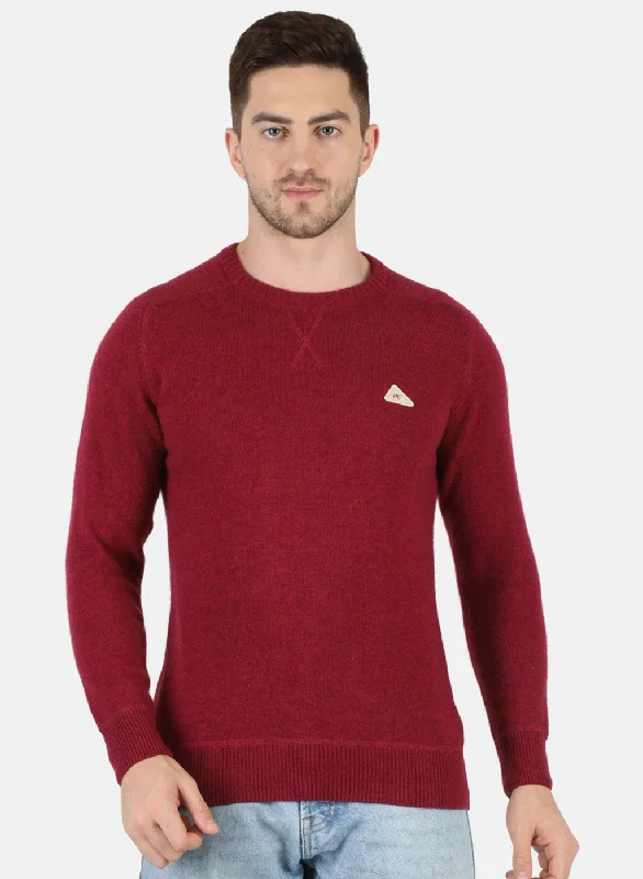 Men Red Solid Pullover