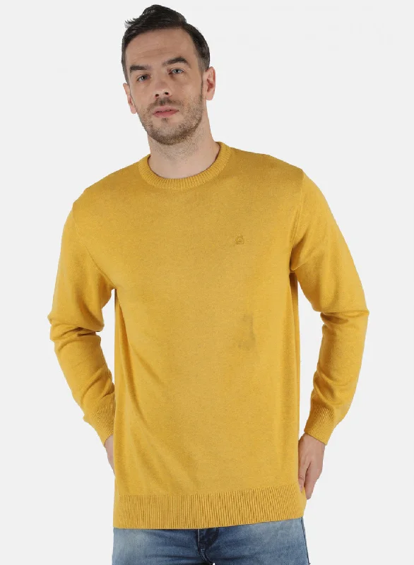 Men Yellow Solid Pullover