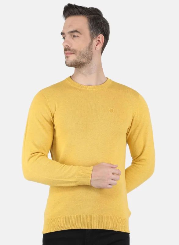 Men Yellow Solid Pullover