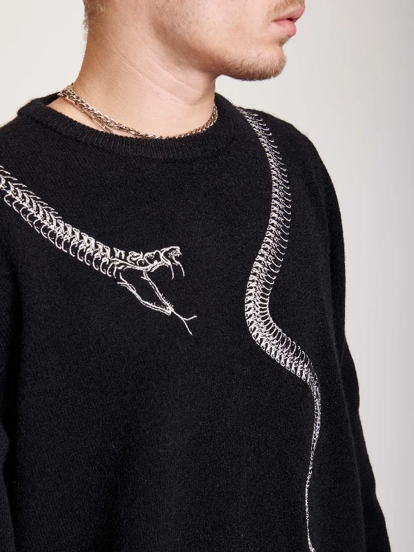 Embroidered Snake Sweater