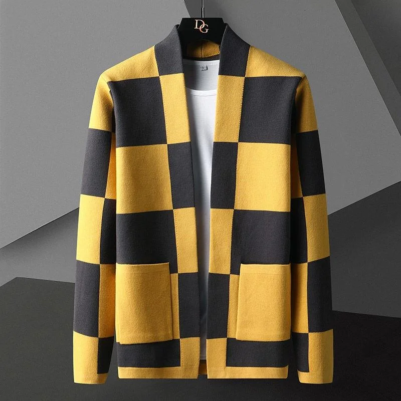 Streetwear British Style Autumn Men's O-Neck Knitted Cardigan Jacket Sweater