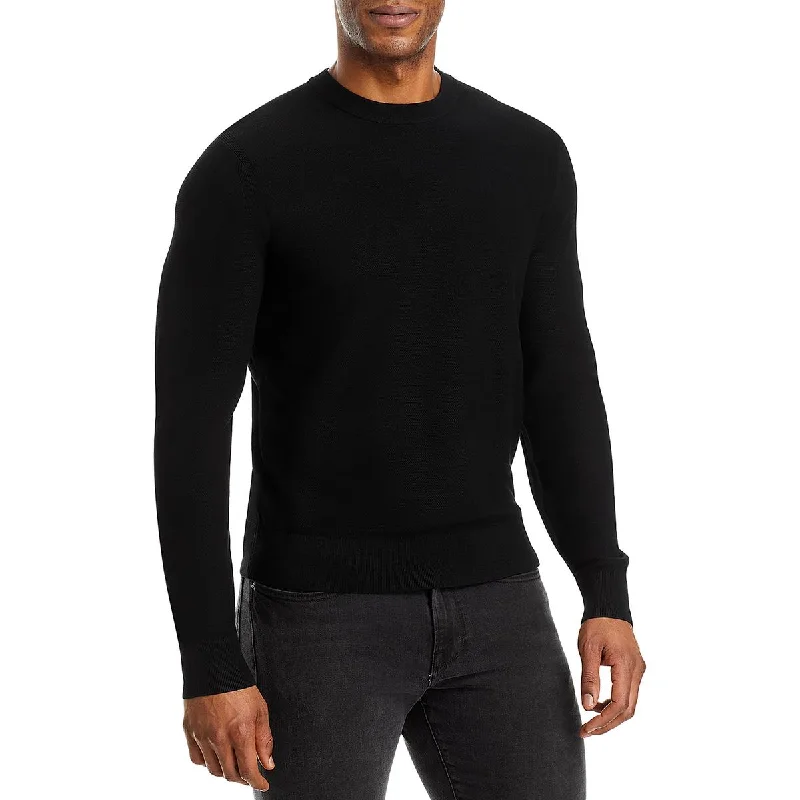 Theory Mens Riland Knit Ribbed Trim Crewneck Sweater